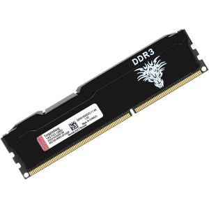 Ram DDR3 4go 1600MHz PC3-12800 Udimm CL11 Non-ECC Unbuffered 1.5V 2Rx8 Double Rang 240 Pin Mémoire Ram Barette pour Ordinateur de Bureau (Noir) - Neuf