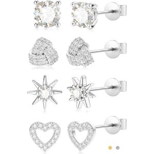 Senior-Boucles D'oreilles Femme Argent 925, Boucle D'oreille Femme Or, Piercing Oreille Cartilage Femme, Hypoallerg&eacute;niques Boucles D'oreilles Avec 5a+ Zircone[L605] - Neuf