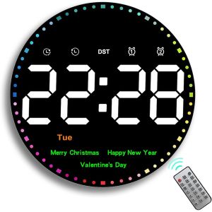 Horloge Murale, 10"" Horloge Murale Numérique Grande Horloge Murale Led Avec Télécommande Avec Minuterie Compte À Rebours Température Jour Date Et 2 Alarmes Pour Salon Cuisine Bureau Salle De Sport - Neuf