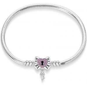 Bracelet Femme 925 En Argent Sterling Bracelet En Argent Sterling Avec Cha&icirc;ne Serpent, Libellule Et Tr&egrave;fle Avec 5a Cubic Zirconia, Cadeau Pour Femme - Neuf