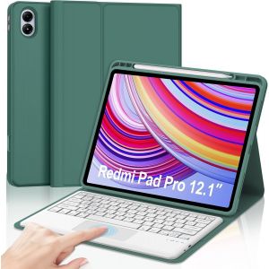 Clavier Avec Trackpad Pour Redmi Pad Pro 12.1"" 2024, Azerty Français Clavier Bluetooth Magnétique Détachable Avec Touchpad Pour Tablette Xiaomi Redmi Pad Pro 12.1"", Vert Foncé - Neuf
