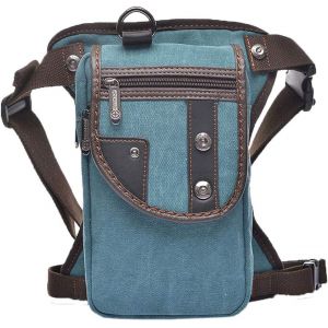 Nzqaf-Canvas Drop Leg Sac Pour Hommes Femmes Moto Vélo Equitation Vélo Multi-Usage Cuisse Taille Fanny Pack Voyage Sports Pêche Chasse Randonnée Camping En Plein Air Bleu - Neuf