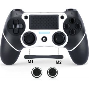 Manette Sans Fil Compatible Avec Ps4 Pro Slim,Bluetooth Manettes Avec Vibration,Capteur 6 Axes,Pavé Tactile,Prise Casque,Turbo,1000Mah Batterie,Gamer Manette Compatible Pour Ps4 - Neuf