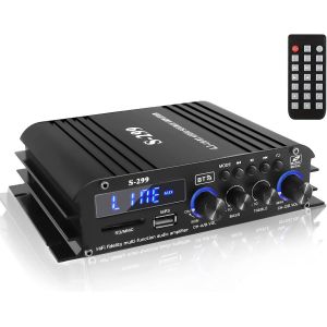 4.1 Canaux Amplificateur audio,amplificateur Bluetooth 5.0 50Wx4 + caisson de basses actif,amplificateur de haut-parleur intégré Hi-Fi, système de réception audio pour la maison ou la voiture - Neuf