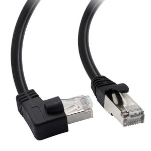 JGD-C&acirc;ble Ethernet Cat5, RJ45 m&acirc;le vers m&acirc;le 90 degr&eacute;s, c&acirc;ble de raccordement Internet LAN pour PC, routeur, modem, imprimante, Xbox, PS4-50CM (angle gauche) - Neuf