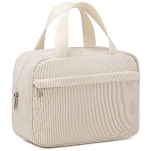 (blanc cass&eacute;) trousse de maquillage pour femme sac &agrave; main en velours c&ocirc;tel&eacute; - Neuf