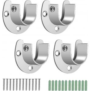 4Pcs Closet Rod Support 28Mm en acier inoxydable Armoire Support de tige pour tringle &agrave; v&ecirc;tements Support de pilier pour armoire placard Rideau de douche Tringle - Neuf