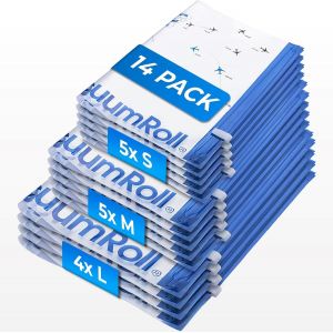 Sacs de Compression pour Vêtements ,14 Housses de Rangement Sous Vide s pour Voyages (4*70x50CM,5*60x40CM,5*50x35CM),Economisez jusqu`à 80% en Stockage,Etanche & Résistant - Neuf