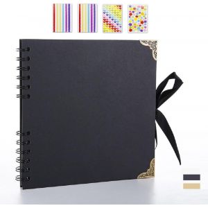 Album photo à personnaliser - 20,5 x 20,5 cm - 60 pages - Carré - Vintage - Papier kraft - Pour famille, Saint-Valentin, anniversaire - Neuf