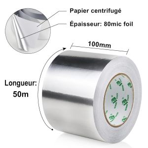 ASFASFq-Large Ruban adhésif en aluminium - 100 mm x 50 m - ruban métallique très résistant, résistant à la chaleur, parfait pour l'étanchéité et le colmatage, réparation des métaux - Neuf