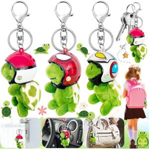 PATA-3 Pièces Tortue en Peluche Porte - clés, Porte-clés peluche tortue 10cm, Porte-clés tortue en peluche verte, Porte-clés en peluche poupée tortue, décoration de sac à dos - Neuf