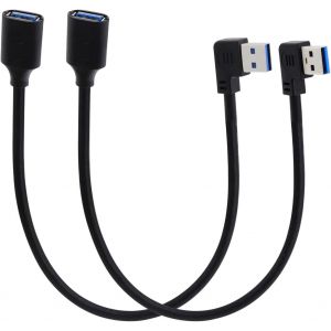 JGD-C&acirc;ble usb 3,0 court adaptateur usb &agrave; angle de 90 degr&eacute;s c&acirc;bles m&acirc;les &agrave; femelles 5 gbps usb 3,0 c&acirc;ble d'extension de donn&eacute;es coud&eacute; &agrave; 90 degr&eacute;s pour vr, clavier, imprimante (Gauche et droite) - Neuf