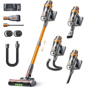 VornixorSarlshopAspirateur Balai sans Fil 600W/50KPa/65Min, Aspirateur sans Fil Puissant avec Tuyau Extensible 1m, Charge Murale, Mode Auto, Aspirateur Balai &Eacute;cran LCD pour Poils d&iquest;Animaux/Sols/Tapis - Neuf