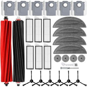 Accessoires Pour Roborock S8 Maxv Ultra /S8 Max Ultra, 2 Brosse Principale En Caoutchouc, 6 Hepa Filtre, 6 Sacs À Poussière, 4 Serpillière, 4 Serpillière Latérale, 6 Brosse Latéral[SSE7113582] - Neuf