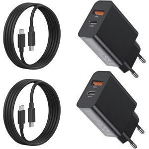 Thef-2pack 45w Usb C Chargeur Pour Samsung Galaxy A56 5g/A16 A26 A36/S25 Ultra/S24 Ultra/A25 A55 A35 A54 A53 A34/S23 Fe/S22/Z Fold 5 6/Z Filp/S22 A14 A13 Iphone 15 16 Rapide Type C Prise Secteur Et C - Neuf