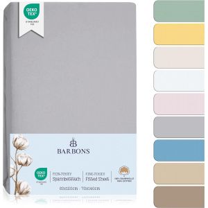 Kalanka-Drap Housse Pour Lit De Bébé 60x120 / 70x140 Lit D'enfant - 100% Coton Jersey Oeko-Tex Standard 100 Certifié Draps De Lit Pour Lit De Bebe Matelas - Gris Clair - Neuf