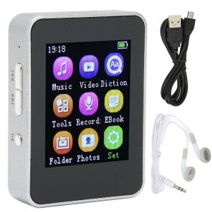 Lecteur MP4 T7, grand ecran de 1,8 pouces, lecteur de musique avec fonction d'enregistrement radio FM pour la marche et la course, argent, 16 Go - Neuf