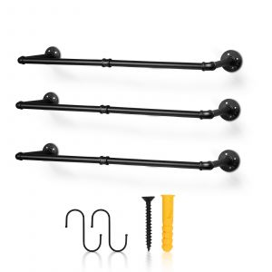 lot de 3, Portemanteau Mural, Barres de Suspension pour v&ecirc;tements, Imitation Tuyau, Style Industriel, 92x30cm, Charge 65kg, Montage Facile - Neuf