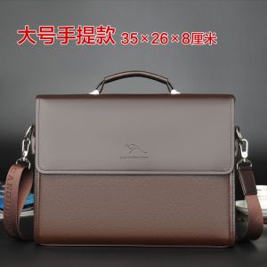 Sac fourre-tout en cuir PU pour hommes,étui à bombes,sacs à main pour hommes,grands sacs pour ordinateur portable,sac à bandoulière lancé par un homme d'affaires,créateur de luxe - Brown Large - Neuf
