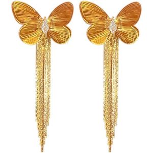Chenquansarl-Boucles D'oreilles Papillon Zircon Argent S925 Longues Franges Pendantes Bijoux &Eacute;l&eacute;gants Accessoires F&eacute;minins - Neuf
