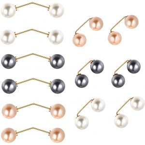 Kjdal-12 Pièces Broche Femme Vetement,Broche En Perles Artificielles,Broche Fixe Anti Exposition,Broche Decollete Femme,Broche Épingle À Nourrice Femme Pinces Avec Strass Pour Châle Robe Col Cardigan - Neuf