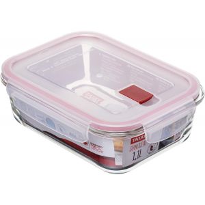 Kalanka-Boite Alimentaire Verre 1,1 L Cook & Eat | Verre Borosilicate | Couvercle Herm&eacute;tique &Agrave; Clips, Valve Vapeur | Micro-Ondes, Four, R&eacute;frig&eacute;rateur, Cong&eacute;lateur | Sans Bpa | 15,7x20,7x6,9 Cm, Rouge - Neuf