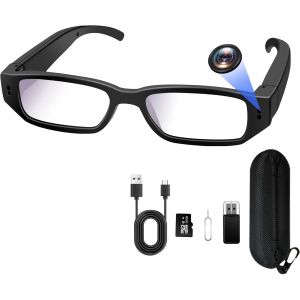 MEVRONISSHOP-Cam&eacute;ra Cach&eacute;e &agrave; Lunettes, Cam&eacute;ra d'action &agrave; Lunettes HD 1080P, Cam&eacute;ra Cach&eacute;e Espion &agrave; Lunettes 16 Go Prenant en Charge la Prise de Photos et de Vid&eacute;os, Enregistrement en Boucle - Neuf