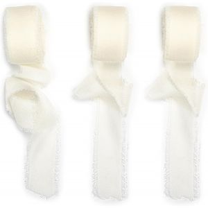 Lot De 3 Rouleaux De Ruban En Mousseline De Soie - 2,5 Cm &times; 7 M - D&eacute;coration De Cheveux - Bouquet De Fleurs - Convient Pour Les F&ecirc;tes,Mariages,Saint-Valentin,D&eacute;coration De No&euml;l (Beige) - Neuf