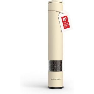 Moulin &Agrave; Sel Et &Agrave; Poivre Manuel Grand (28,8cm) Avec Broyeur C&eacute;ramique R&eacute;glable De Grossier &Agrave; Fin I Moulin &Agrave; &Eacute;pices Design (Almond Beige) - Neuf