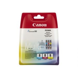 Canon CLI-8 Multipack - Pack de 3 - jaune, cyan, magenta - originale - r&eacute;servoir d'encre - pour PIXMA iP6600D, iP6700D, Pro9000, Pro9000 Mark II - Neuf