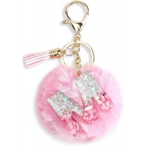 Kalanka-Porte-Cl&eacute;s Femme Avec Initiale, Charms Sac, Pendentif Lettre, Pompon Et Pompon, Porte Cl&eacute; Personnalis&eacute; Bijou De Sac, Cadeau Coll&egrave;ge Femme, Bijou De Sac &Agrave; Main, Porte-Cl&eacute;s Pour Fille - Neuf
