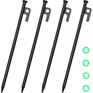 Eryi-Piquets De Tente Robustes, 30 Cm Piquet De Camping, 4 Pièces Piquets De Tente En Acier, Piquets De Tente En Acier Forgé, Sardine Pour Tente, Piquets De Tente Pour Tente Tarp Plage Jardin - Neuf
