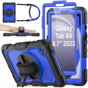 Coque pour Samsung Galaxy Tab A9 Plus/A9+ 11"" 2023, Coque intégrale résistante aux Chocs avec Protection d'écran, dragonne/Support Rotatif à 360°, bandoulière, étui pour Tablette Galaxy - Neuf