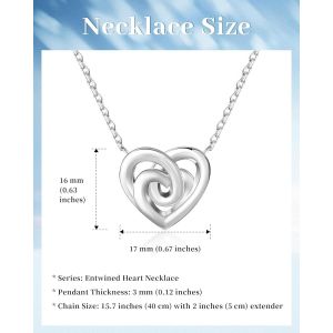 Collier En Forme De Coeur Entrelacé Pour Femme,Bijoux En Argent/Or Sterling Plaqué | Collier Avec Pendentif Love Et Minuscule Zircone Cubique Scintillante - Neuf