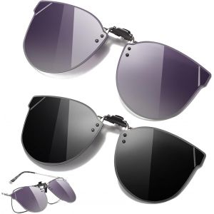 2 Pi&egrave;ces Clip Lunettes Polarisant, Clip Solaire Pour Lunettes De Vue, Clip Lunettes De Soleil Polaris&eacute;es Uv400, Pour Hommes Et Femmes(Noir, Violet) - Neuf