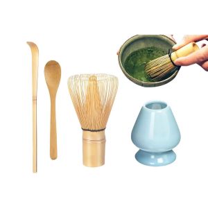 Ensemble De Fouet &Agrave; Matcha En Bambou Avec Fouet, Cuill&egrave;re, Support Et Fouet Pointu Pour La C&eacute;r&eacute;monie Du Th&eacute; - Bleu - Neuf