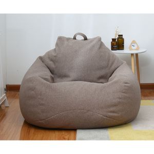 Housse De Pouf En Coton Et Lin 100 X 120 Cm (Marron) - Housse De Canapé Pouf Zippée Sans Rembourrage - Neuf