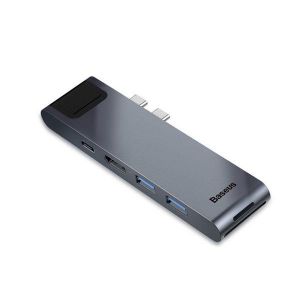 Hub USB-C Thunderbolt 3 pour MacBook Pro/Air ¿ 7 ports, HDMI, USB 3.0, Ethernet, emplacement pour carte SD/TF ¿ Gris - Neuf