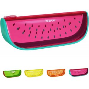 Trousse &agrave; Crayons Transparente, Pochette &agrave; Crayons Portable en PVC, Fermeture &agrave; Glissi&egrave;re, Kawaii Pochette Maquillage, Multifonctionnelle Sac de Rangement pour Papeterie Cosm&eacute;tique Voyage - Neuf