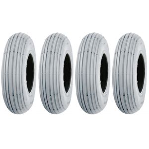 200x50 Grey Mobility Scooter Tyre Ribbed Tire Non Marking Wheelchair (Set of 4) - Neuf