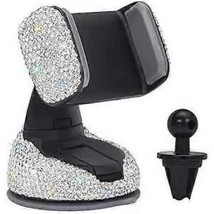 Support De T&eacute;l&eacute;phone De Voiture Bling,Support De T&eacute;l&eacute;phone De Voiture En Cristal De Strass Bling,Avec Une Base De Ventilation - Neuf