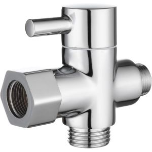 Vanne 3 Voies en Laiton Vanne d'Arret G 1/2 Robinet d'Arret pour Douchette Douche Salle de Chromé - Neuf