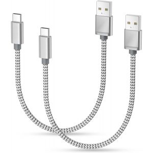 Kal-C&acirc;ble Chargeur Usb Type C 0.3m 2 Pack,Cordon Charge Nylon Pour Ipad Pro 11 12.9 Air 4 5 2020 Mini 6 2022,Iphone 16 15 Max,Samsung Galaxy A54,A53,A52,A21,A32,A42,Plus S23 S22 S21,Z Fold Flip - Neuf