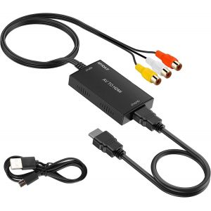 Convertisseur Av Vers Hdmi, Entrée Rca, Sortie Vidéo, Adaptateur Audio Avec Câble Hdmi Pour Sky/Dvd/Stb Pour L'Affichage Sur Hdtv Zhqrca03[Z47] - Neuf