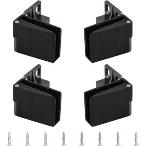 Lot de 2 charni&egrave;res de porte modernes en alliage de zinc noir sans cadre, 90 degr&eacute;s, montage lat&eacute;ral, fermeture automatique, antid&eacute;rapant, facile &agrave; installer, convient pour verre de 3 &agrave; 5 mm - Neuf