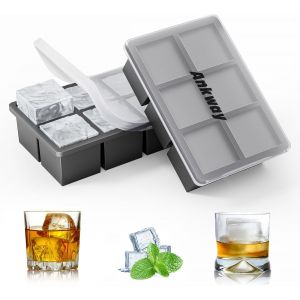 Kalanka-Lot De 2 Grands Bacs &Agrave; Gla&ccedil;ons En Silicone Avec Couvercle Pour 12 Gla&ccedil;ons De 5 Cm, Sans Bpa, Empilables Pour Whisky, Cocktail, Noir - Neuf