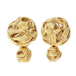 Pendentif Boule A Tricoter En Alliage Delicat, Clou D'oreille, Bijoux Pour Femmes Et Filles, Decoration, Cadeau, Or - Neuf