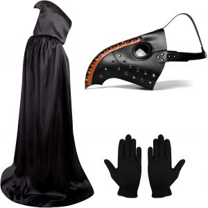 Masque De M&eacute;decin De La Peste D'halloween-Accessoires De Costume De M&eacute;decin De La Peste-Masque D'halloween Steampunk-Masque Long Avec Gants-Manteau &Agrave; Capuche Pour Halloween Cosplay.[J458] - Neuf