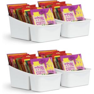 Lot De 4 Organiseurs De Cuisine Avec 3 Compartiments-Bo&icirc;te De Rangement Pour Soupes De Sacs,M&eacute;langes D'&eacute;pices,Etc.,Syst&egrave;me De Rangement Alimentaire En Plastique - Neuf