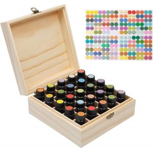 Tianyi-Boîte Huile Essentielle Aromathérapie Boîte De Stockage, 25 Trous Aromathérapie Boîte De Rangement En Bois - Organisateur Voyage Étui De Transport Pour Bouteilles De 10/15 Ml Collection - Neuf